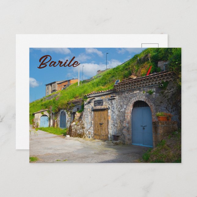 Cartão Postal Cavernas de vinho do Bairro Basilicata Itália (Frente/Verso)
