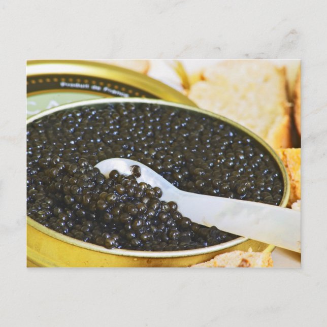 Cartão Postal Caviar preto e uma colher de pérola para (Frente)