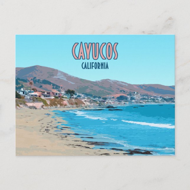 Cartão Postal Cayucos California Central Coast Vintage (Frente)