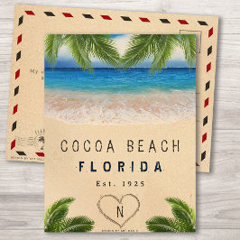 Cartão Postal Ccoa Beach Flórida Areia Folhas Tropicais de Palme