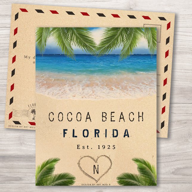 Cartão Postal Ccoa Beach Flórida Areia Folhas Tropicais de Palme (Criador carregado)