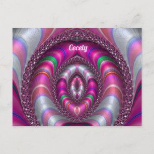 CARTÃO POSTAL CECELY ~  DESIGN DE FRACTAL 3D ROSA ~