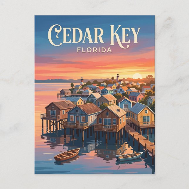 Cartão Postal Cedar Key Beira-Mar EUA (Frente)