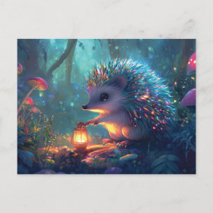 Cartão Postal Cefaleia e Lanterna Whimsical na Floresta Encantad