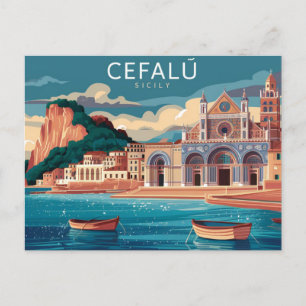 Cartão Postal Cefalu, Sicília, Itália