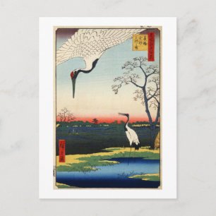 Cartão Postal Cegonha em Edo, Hiroshige