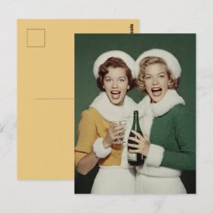 Cartão Postal Celebração Alegre de Champanhe de Inverno