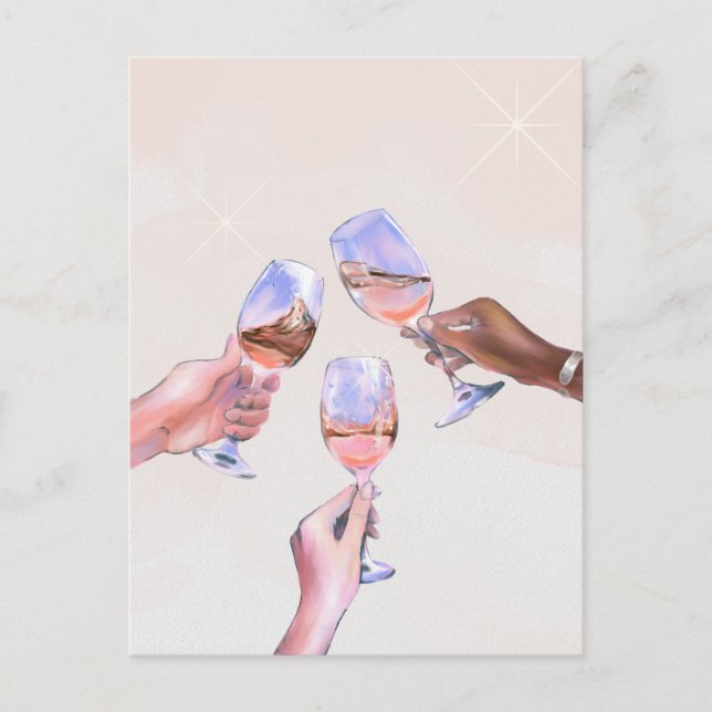 Cartão Postal Celebração com taças de champanhe para brindar (Frente)