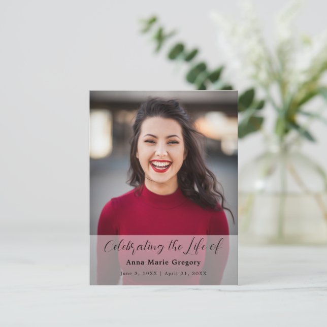 Cartão Postal Celebração da Foto da Vida Memorial Simples Funera (Em pé/Frente)