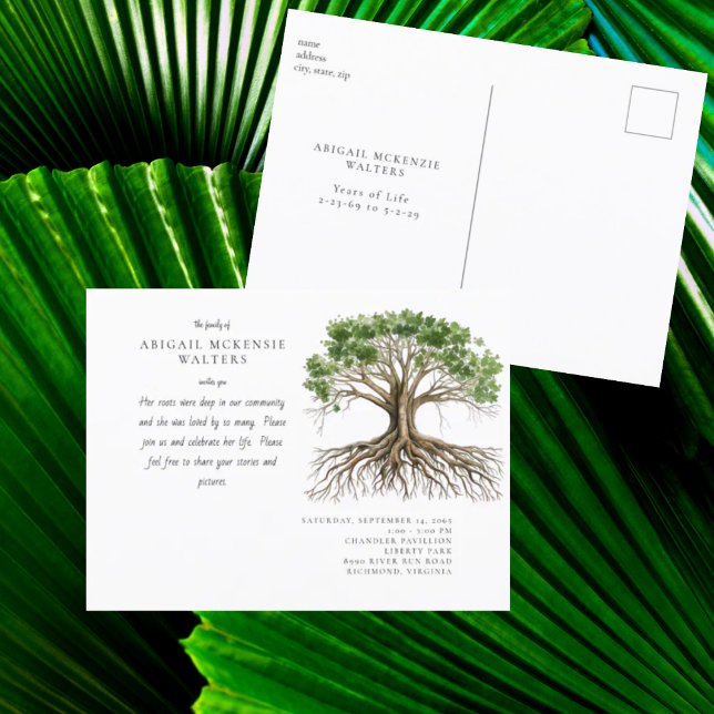 Cartão Postal Celebração da Vida Árvore com Raízes Profundas Con (Criador carregado)