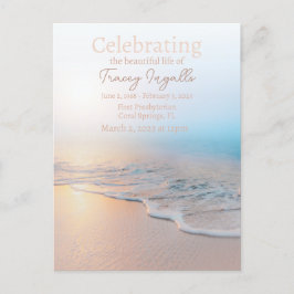 Cartão Postal Celebração da Vida pelo Funeral Ocean Beach