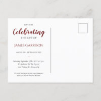 Celebração da Vida Vermelho Escuro Com Funeral de 