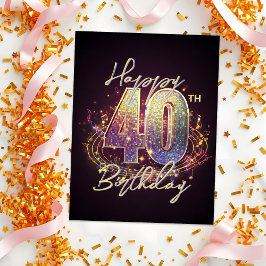 Cartão Postal Celebração de 40 Anos com Mosaico Disco Brilhante