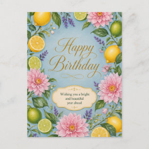 Cartão Postal Celebração de Aniversário Citrus Bloom