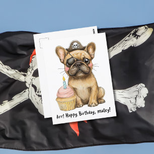 Cartão Postal Celebração de Aniversário do Bulldog Francês Pirat