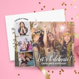 Cartão Postal Celebração de Aniversário em Qualquer Ano Colagem 