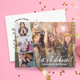 Cartão Postal Celebração de Aniversário em Qualquer Ano Colagem 