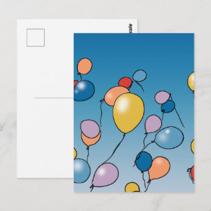 Cartão Postal Celebração de Balão de Aniversário Feliz