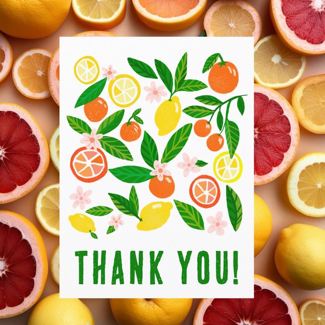 Cartão Postal Celebração de Cítricos Cor Personalizada Limões La (Citrus Celebration Custom Colorful Lemons Oranges THank you Postcard)