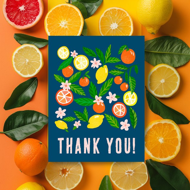 Cartão Postal Celebração De Citros Personalizada Obrigado Limões (Citrus Celebration Custom Colorful Lemons Oranges Thank You Postcard
)