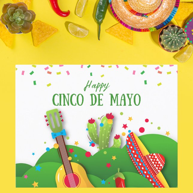 Cartão Postal Celebração de Confetti Cinco de Mayo (Criador carregado)