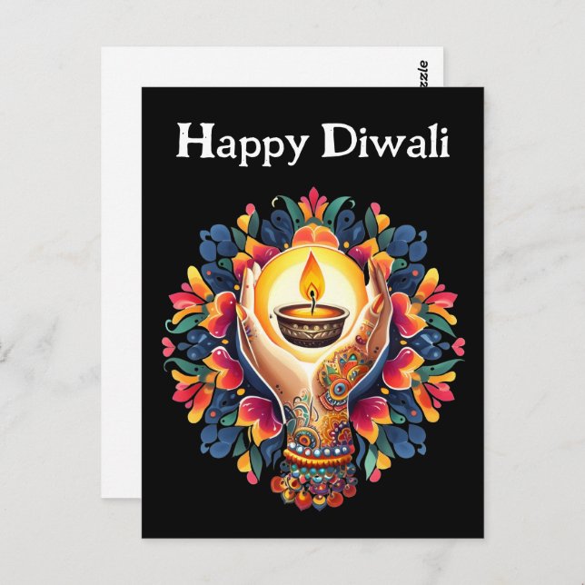 Cartão Postal Celebração de Diwali (Frente/Verso)