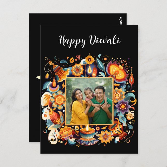 Cartão Postal Celebração de Diwali (Frente/Verso)