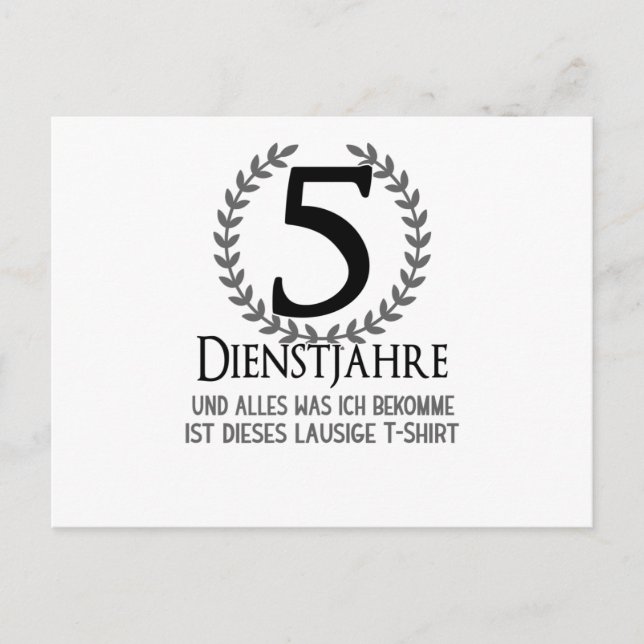 Cartão Postal Celebração de Empresa 5 Anos de Funcionário (Frente)