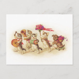 Cartão Postal Celebração de Gatinhos Personalizável dos Anos 20