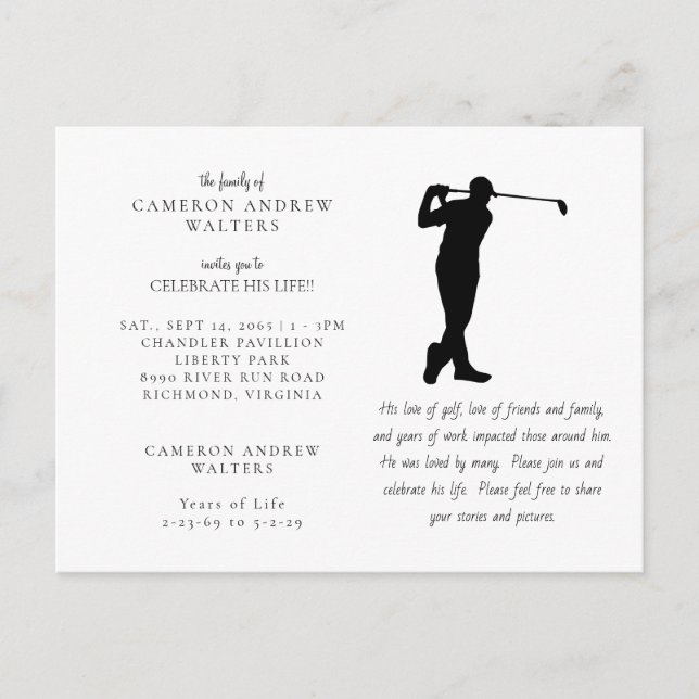 Cartão Postal Celebração de Golfe Branco da LIfe (Frente)