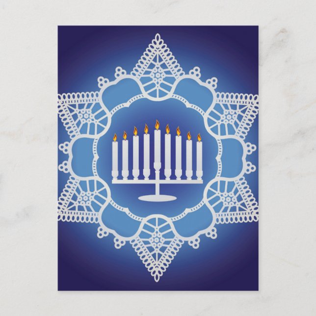 Cartão Postal Celebração de Hanukkah - Design elegante (Frente)