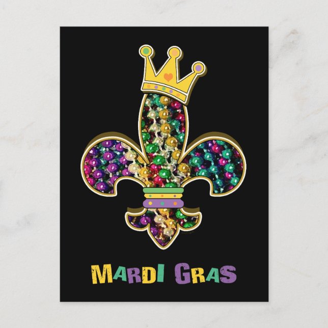 Cartão Postal Celebração de Mardi Gras Fleur (Frente)