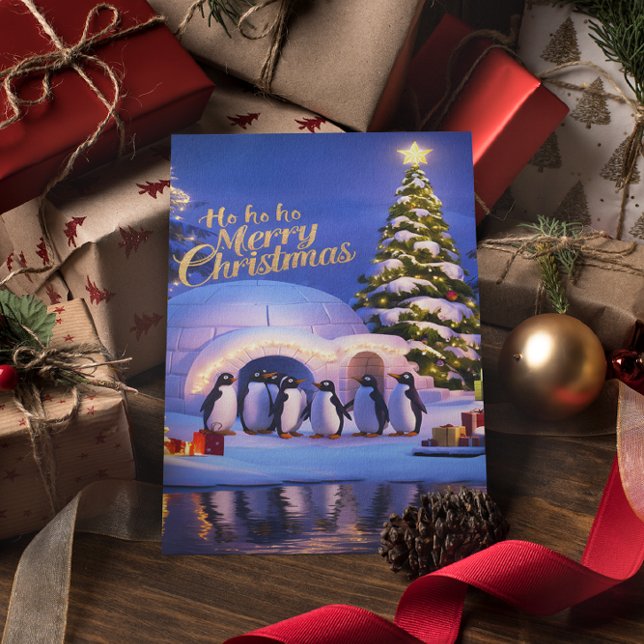 Cartão Postal Celebração de Natal dos Pinguins (Criador carregado)