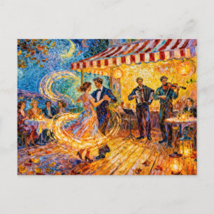 Cartão Postal Celebração de Verão Impressionista no Café de Danç