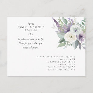 Cartão Postal Celebração de Vida Floral Lavanda em Aquarela