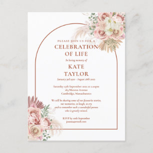 Cartão Postal Celebração de Vida Funeral com Arco de Grama das P