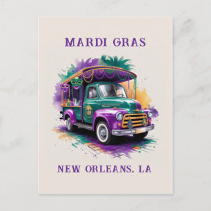 Cartão Postal Celebração de Vintage Truck Mardi Gras
