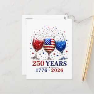 Cartão Postal Celebração do Copo de Vinho Patriótico de 250 Anos