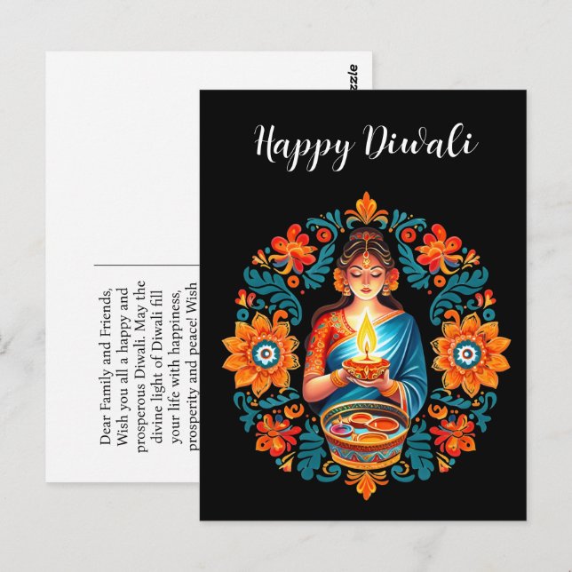 Cartão Postal Celebração do Diwali (Frente/Verso)