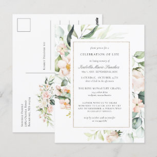 Cartão Postal Celebração Floral Rosa do Cartaz Funeral da Vida