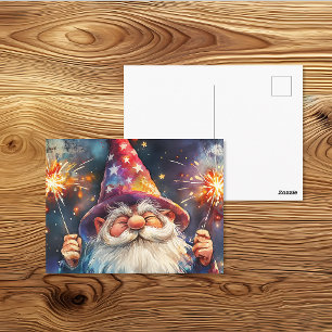 Cartão Postal Celebração Patriótica do Gnomo com Faíscas