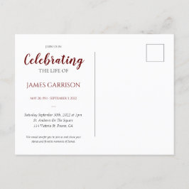 Cartão Postal Celebração Vermelha da Vida Com Memorial de Foto