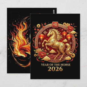 Cartão Postal Celebrações do Ano do Cavalo Chinês 2026