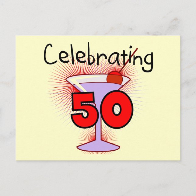 Cartão Postal Celebrando 50 Camisetas e presentes (Frente)
