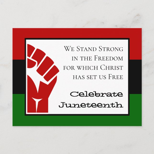 Cartão Postal CELEBRAR JUNETEENTH Power Fist Customizable Text (Frente)