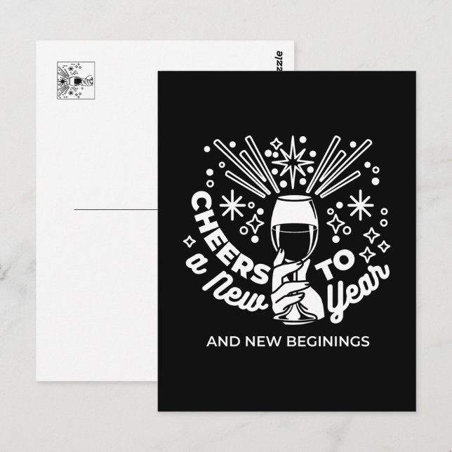 Cartão Postal Celebrar o novo começo Ilustração de Vidro de Vinh (Frente/Verso)