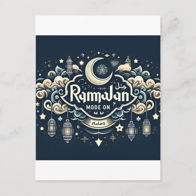 Cartão Postal Celebrar Ramadã com Modo RamadãOn (Frente)