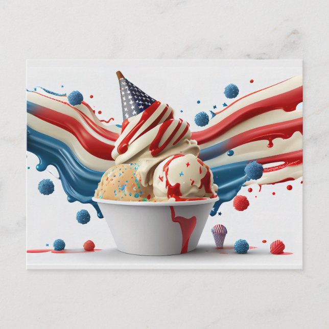 Cartão Postal Celebre com Azul Branco Vermelho (Frente)