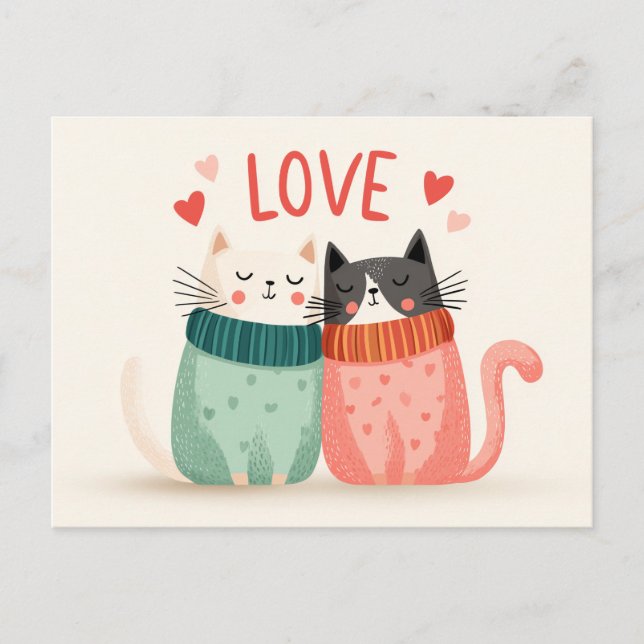 Cartão Postal Celebre o amor com dois gatinhos fofos (Frente)