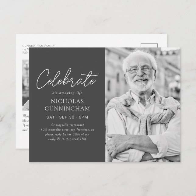 Cartão Postal Celebre Sua Vida Incrível Foto Moderna Simples (Frente/Verso)